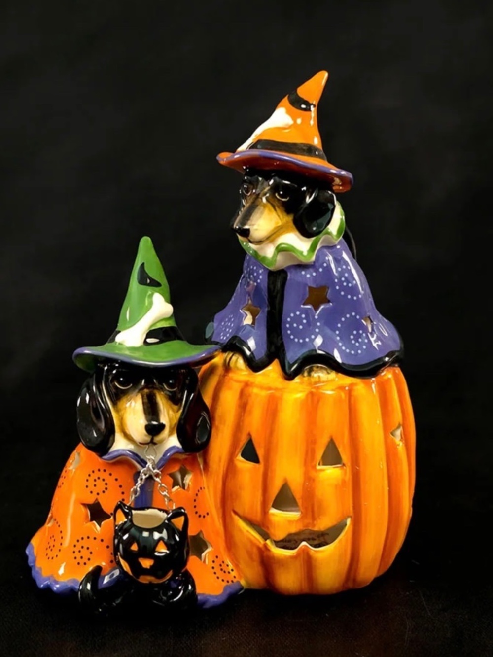 Halloween Dachshund Blue Sky Harry & Hermione tea light holder Harry Potter NWT
